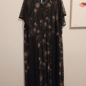Torrid Black Lace Floral Dress (long)